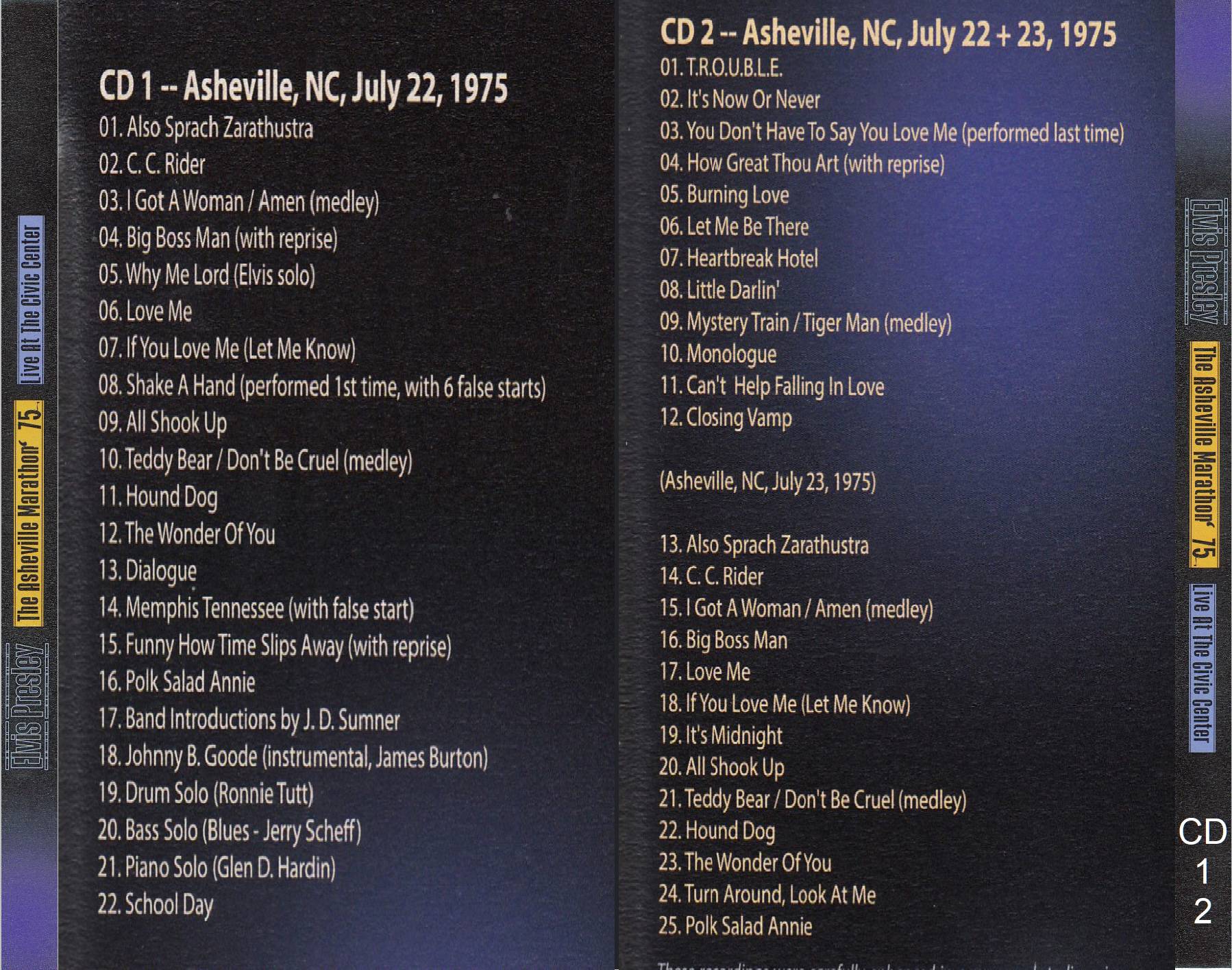 Elvis Presley The Asheville Marathon 75 : Back2